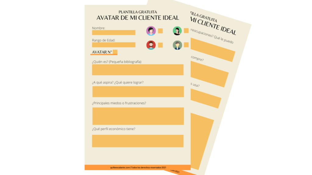 Plantilla editable para crear el avatar de tu cliente ideal